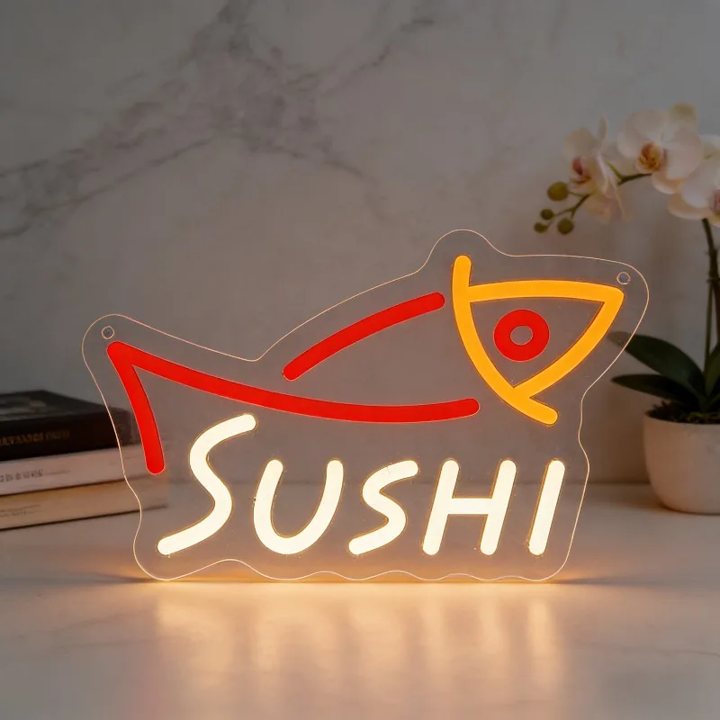 Commercial Kitchen Walls - LED Sushi Fish Shape Neon Sign