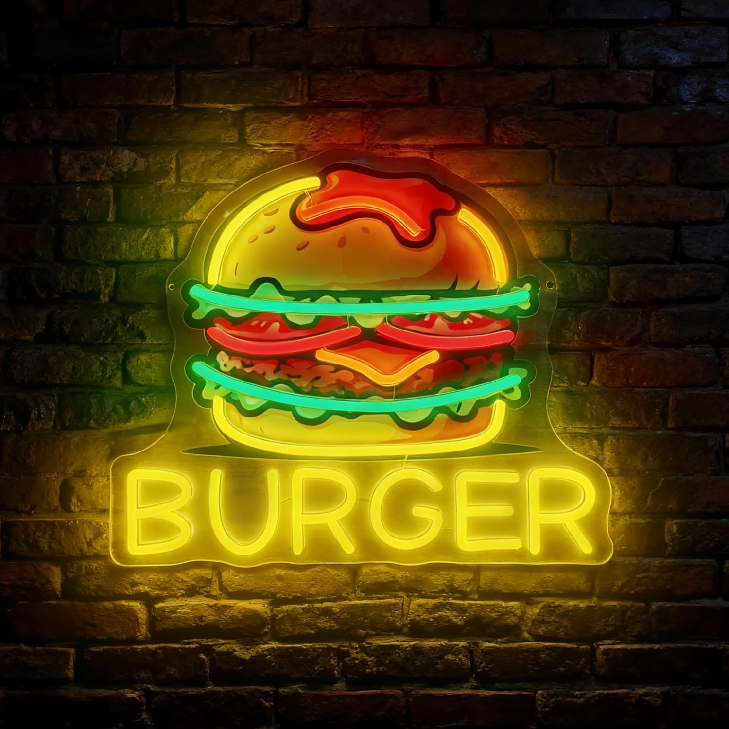 Burger Neon Sign, LED Hamburge - Commercial Kitchen Walls recension och pris