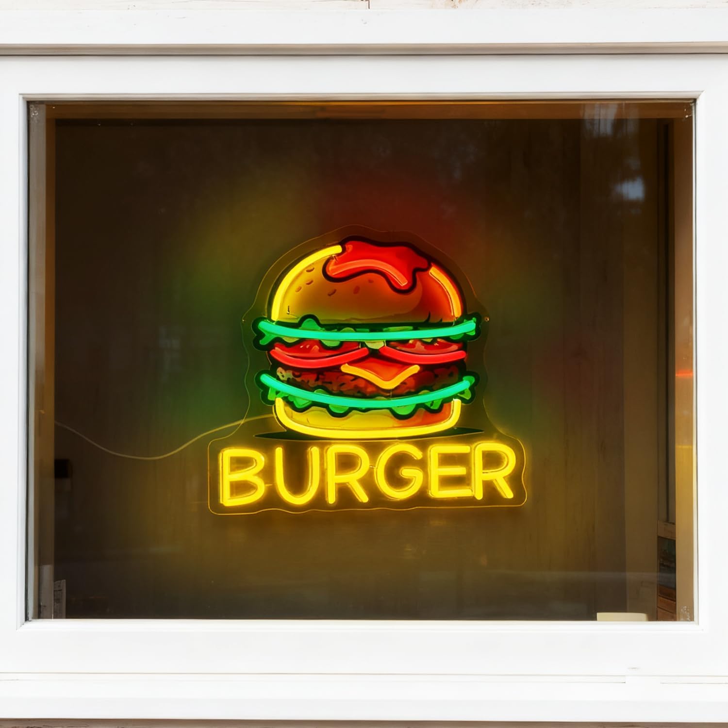 Burger Neon Sign, LED Hamburge - Commercial Kitchen Walls recension och pris
