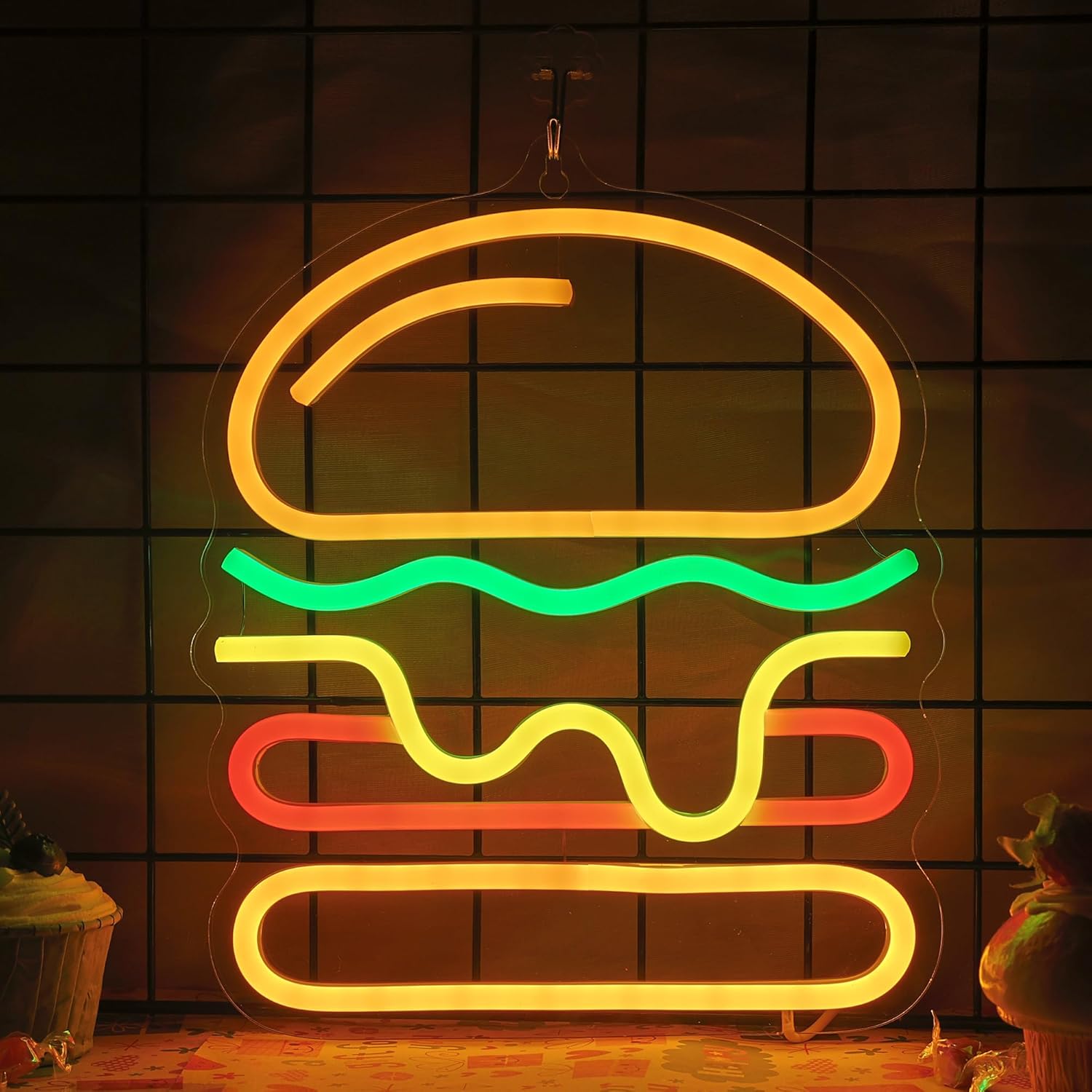 Burger Neon Sign with Layered  - Commercial Kitchen Walls recension och pris
