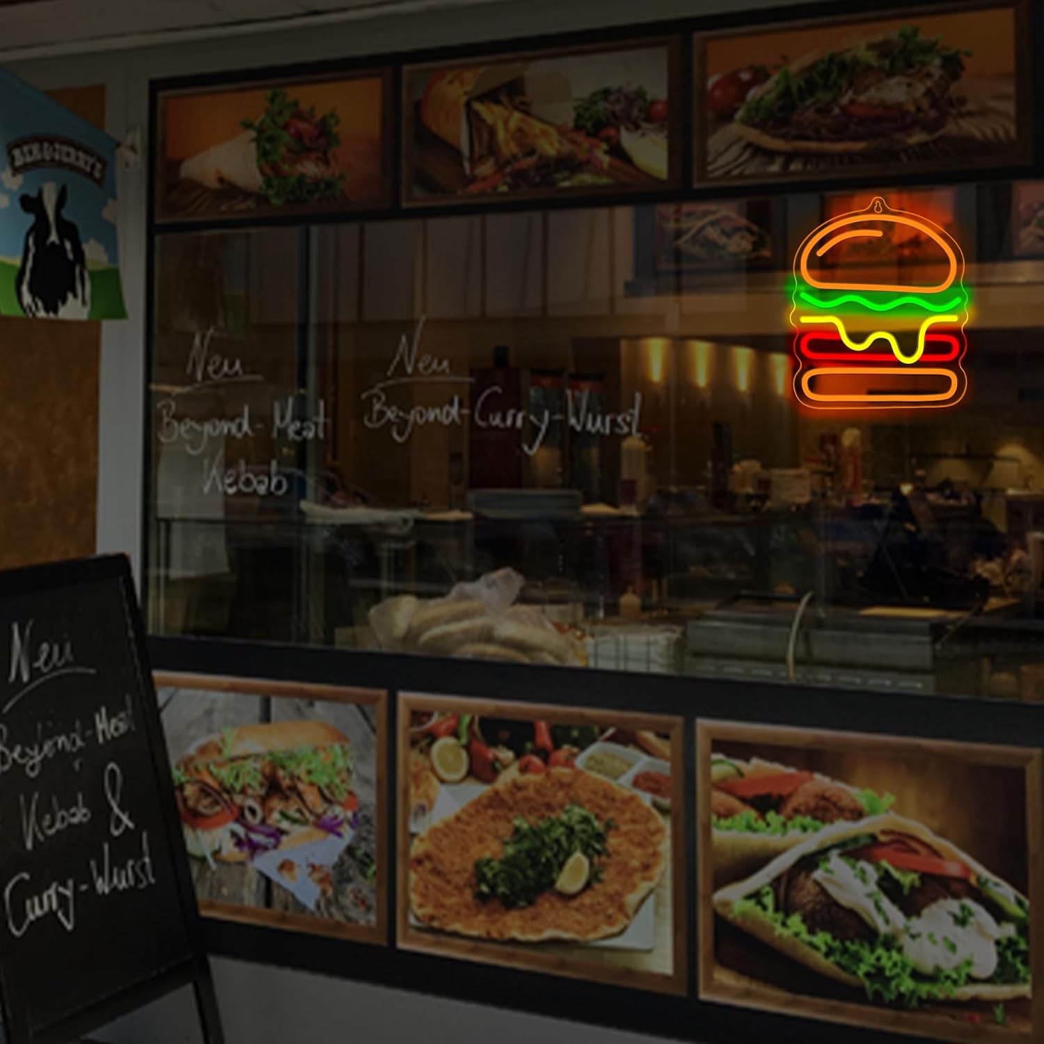 Burger Neon Sign with Layered  - Commercial Kitchen Walls recension och pris
