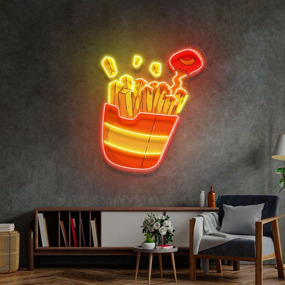 Custom French Fries Neon Sign  - Commercial Kitchen Walls recension och pris