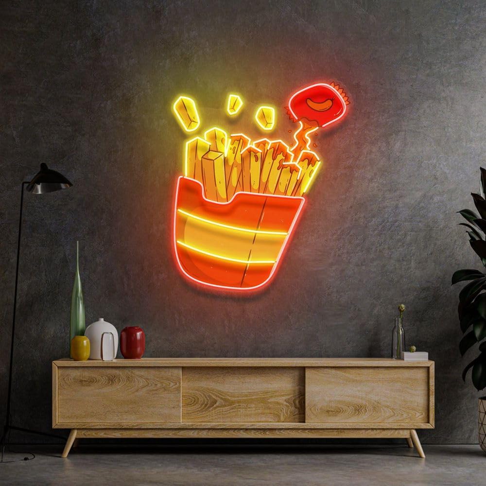 Custom French Fries Neon Sign  - Commercial Kitchen Walls recension och pris