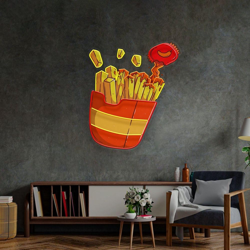Custom French Fries Neon Sign  - Commercial Kitchen Walls recension och pris