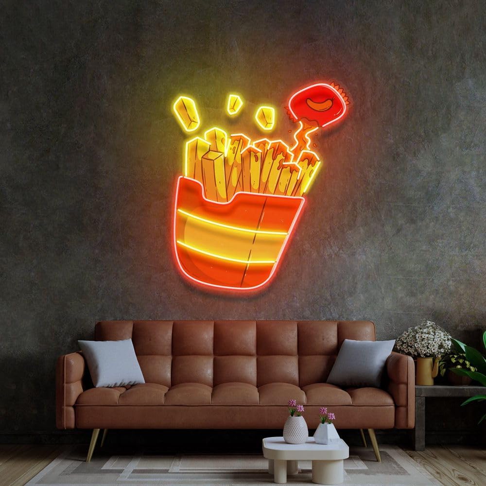 Custom French Fries Neon Sign  - Commercial Kitchen Walls recension och pris