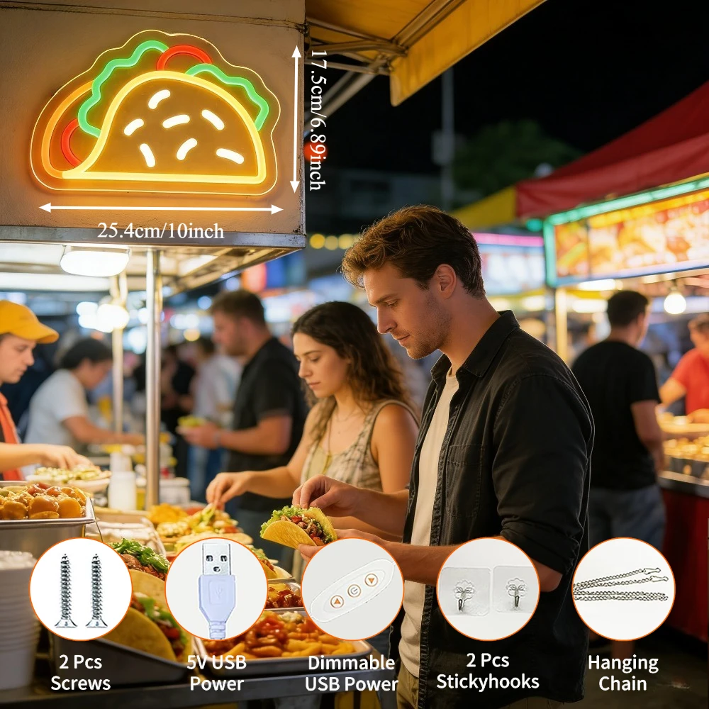 Taco Neon Sign LED USB Dimmabl - Commercial Kitchen Walls recension och pris