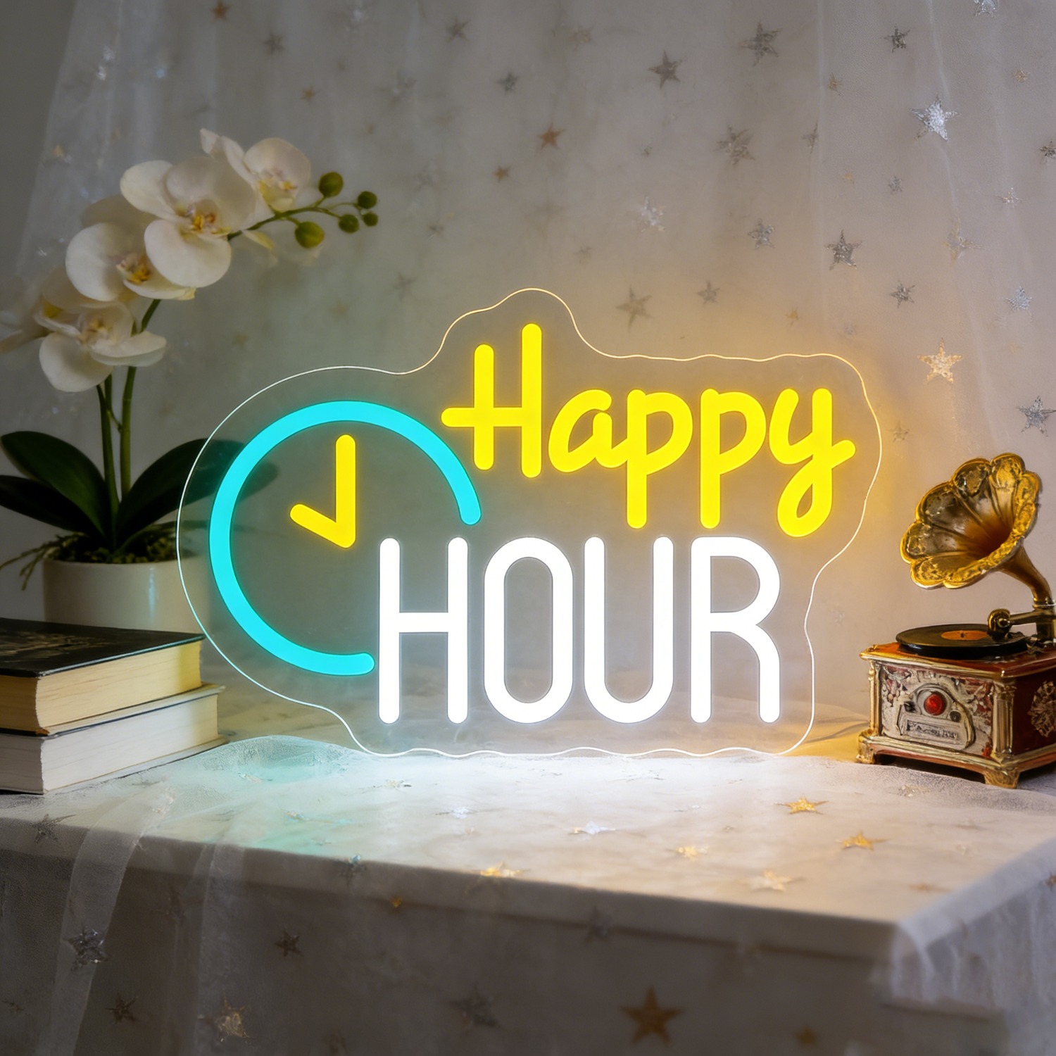 Happy HOUR Cloud Neon Sign wit - Commercial Kitchen Walls recension och pris
