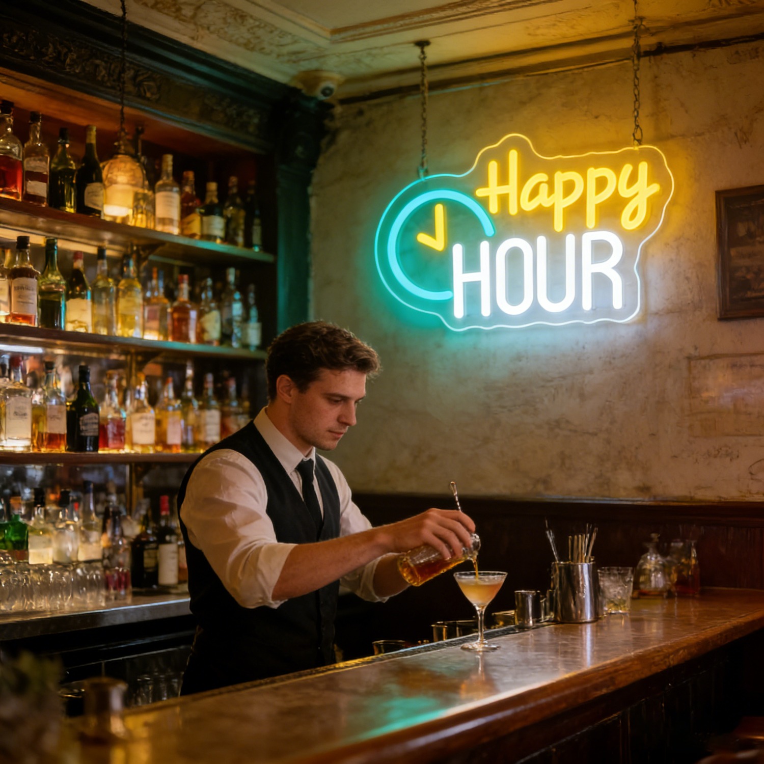 Happy HOUR Cloud Neon Sign wit - Commercial Kitchen Walls recension och pris